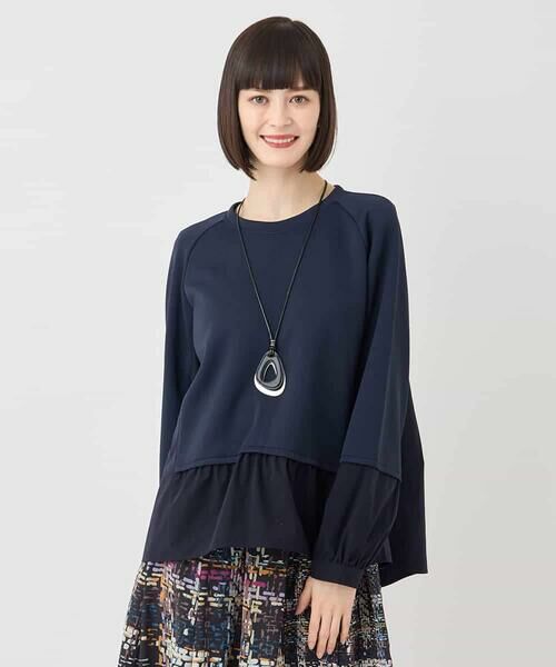 HIROKO BIS GRANDE / ヒロコビス グランデ カットソー | 【大きいサイズ】異素材切り替えプルオーバー /洗える | 詳細6