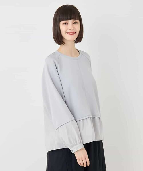 HIROKO BIS GRANDE / ヒロコビス グランデ カットソー | 【大きいサイズ】異素材切り替えプルオーバー /洗える | 詳細7