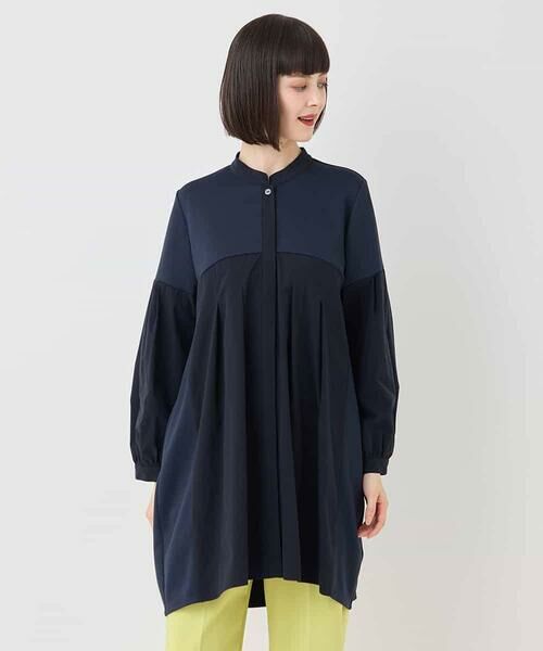 HIROKO BIS GRANDE / ヒロコビス グランデ チュニック | 【大きいサイズ】異素材切り替えチュニック /洗える | 詳細7