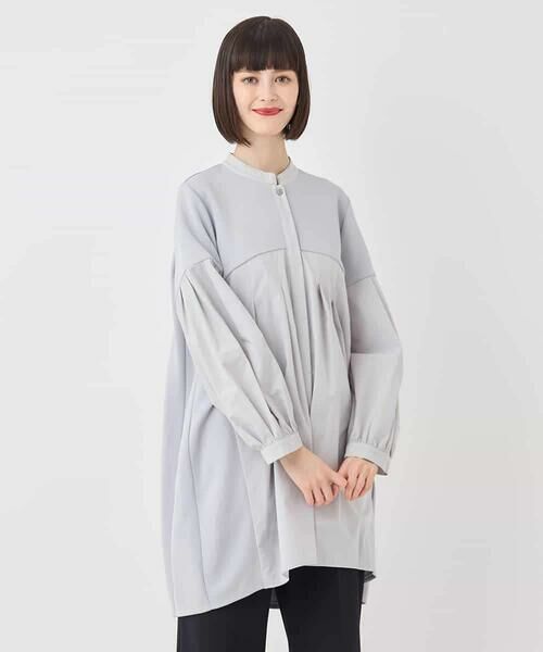 HIROKO BIS GRANDE / ヒロコビス グランデ チュニック | 【大きいサイズ】異素材切り替えチュニック /洗える | 詳細8