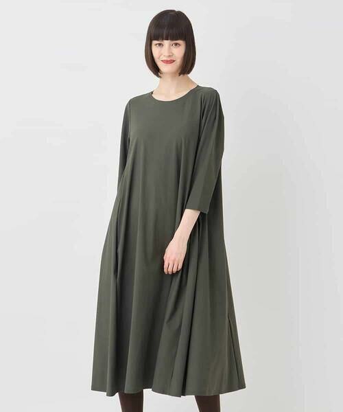 HIROKO BIS GRANDE / ヒロコビス グランデ ロング・マキシ丈ワンピース | 【大きいサイズ】七分丈ナイロンフレアワンピース /洗える | 詳細10