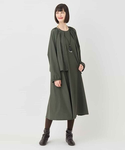 HIROKO BIS GRANDE / ヒロコビス グランデ ロング・マキシ丈ワンピース | 【大きいサイズ】七分丈ナイロンフレアワンピース /洗える | 詳細14
