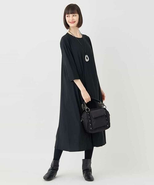 HIROKO BIS GRANDE / ヒロコビス グランデ ロング・マキシ丈ワンピース | 【大きいサイズ】七分丈ナイロンフレアワンピース /洗える | 詳細20