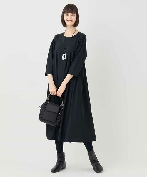 HIROKO BIS GRANDE / ヒロコビス グランデ ロング・マキシ丈ワンピース | 【大きいサイズ】七分丈ナイロンフレアワンピース /洗える | 詳細21