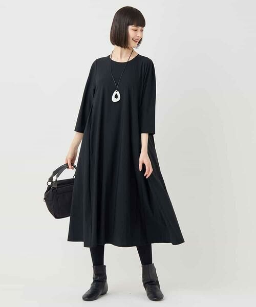 HIROKO BIS GRANDE / ヒロコビス グランデ ロング・マキシ丈ワンピース | 【大きいサイズ】七分丈ナイロンフレアワンピース /洗える | 詳細22