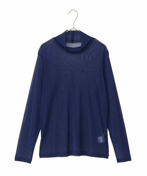 HIROKO BIS GRANDE / ヒロコビス グランデ カットソー | 【大きいサイズ】ハイネックシアープルオーバー /洗濯機で洗える(ネイビー)