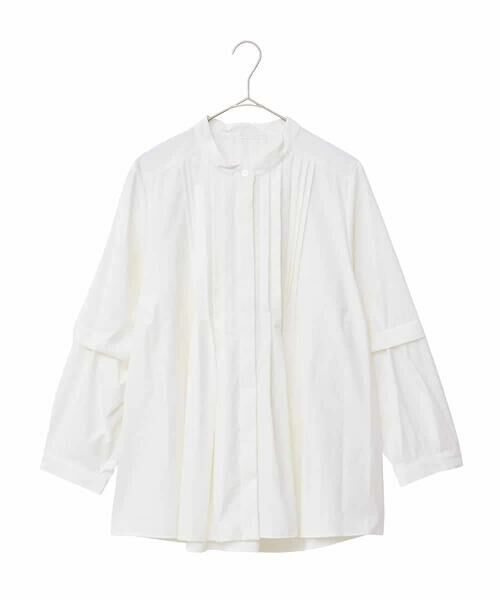 HIROKO BIS GRANDE / ヒロコビス グランデ シャツ・ブラウス | 【大きいサイズ】ピンタックコンシャスブラウス /洗濯機で洗える(ホワイト)
