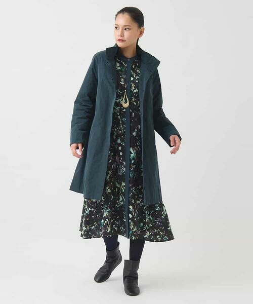 HIROKO BIS GRANDE / ヒロコビス グランデ ロング・マキシ丈ワンピース | 【大きいサイズ】リーフプリントバンドカラーワンピース /洗濯機で洗える | 詳細14