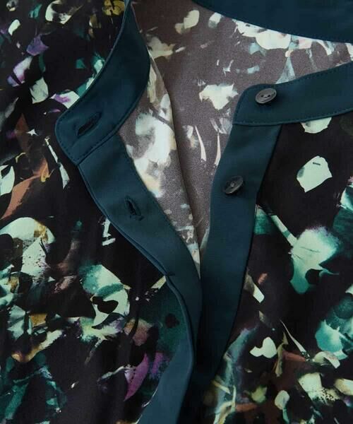 HIROKO BIS GRANDE / ヒロコビス グランデ ロング・マキシ丈ワンピース | 【大きいサイズ】リーフプリントバンドカラーワンピース /洗濯機で洗える | 詳細4