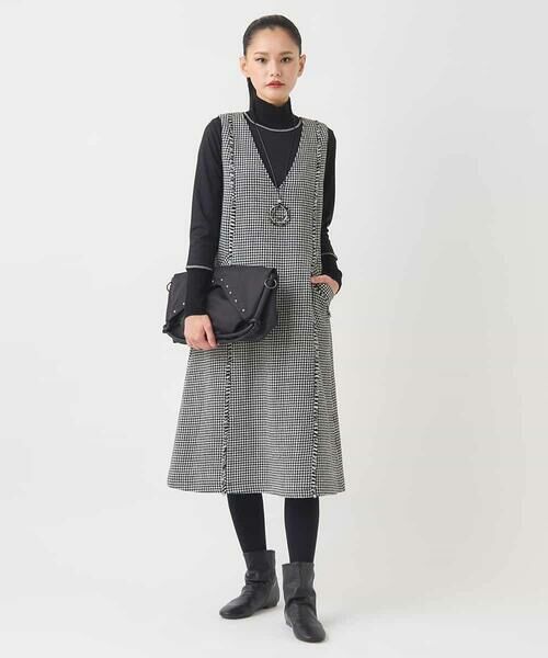 HIROKO BIS GRANDE / ヒロコビス グランデ ロング・マキシ丈スカート | 【大きいサイズ】千鳥チェックツイードジャンパースカート | 詳細18