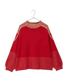 HIROKO BIS GRANDE / ヒロコビス グランデ ニット・セーター | 【大きいサイズ】プレーティング刺繍ニットプルオーバー