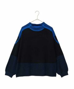 HIROKO BIS GRANDE / ヒロコビス グランデ ニット・セーター | 【大きいサイズ】プレーティング刺繍ニットプルオーバー