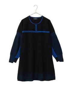 HIROKO BIS GRANDE / ヒロコビス グランデ チュニック | 【大きいサイズ】プレーティング刺繍ニットチュニック