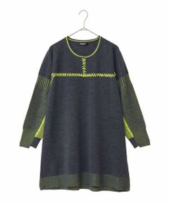 HIROKO BIS GRANDE / ヒロコビス グランデ チュニック | 【大きいサイズ】プレーティング刺繍ニットチュニック