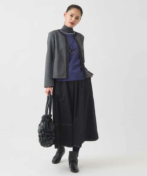 HIROKO BIS GRANDE / ヒロコビス グランデ ロング・マキシ丈スカート | 【大きいサイズ】異素材ジョイントニットスカート | 詳細10