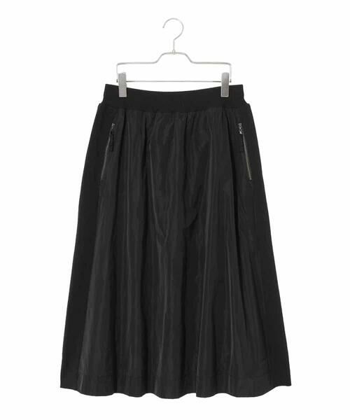 HIROKO BIS GRANDE / ヒロコビス グランデ ロング・マキシ丈スカート | 【大きいサイズ】異素材ジョイントニットスカート(ブラック)
