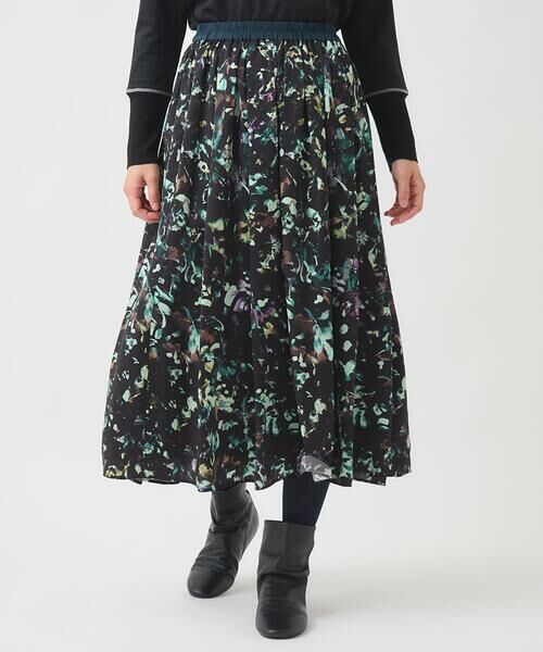 HIROKO BIS GRANDE / ヒロコビス グランデ ロング・マキシ丈スカート | 【大きいサイズ】リーフプリントスカート /洗濯機で洗える | 詳細6
