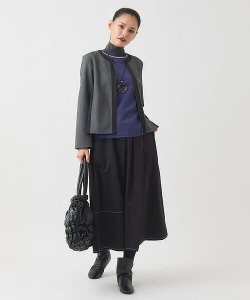 HIROKO BIS GRANDE / ヒロコビス グランデ ロング・マキシ丈スカート | 【大きいサイズ】ステッチデザインフレアスカート /洗える | 詳細9