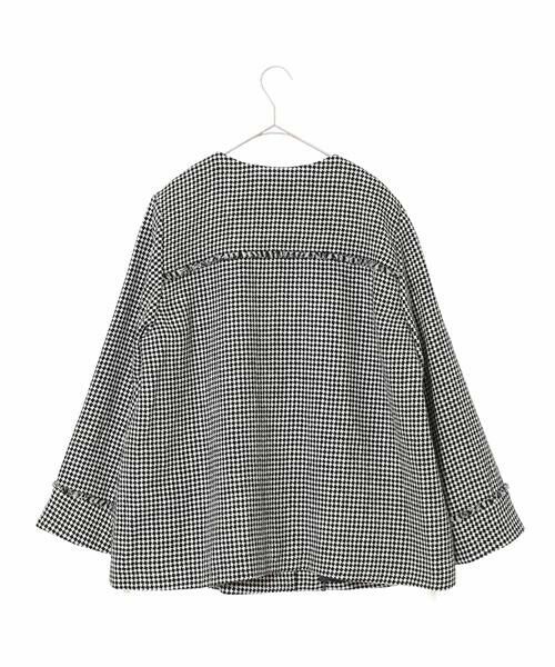 HIROKO BIS GRANDE / ヒロコビス グランデ ノーカラージャケット | 【大きいサイズ】千鳥チェックツイードジャケット | 詳細1