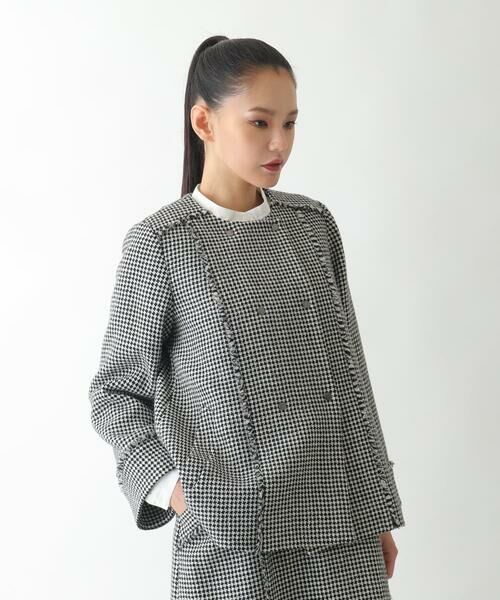 HIROKO BIS GRANDE / ヒロコビス グランデ ノーカラージャケット | 【大きいサイズ】千鳥チェックツイードジャケット | 詳細16