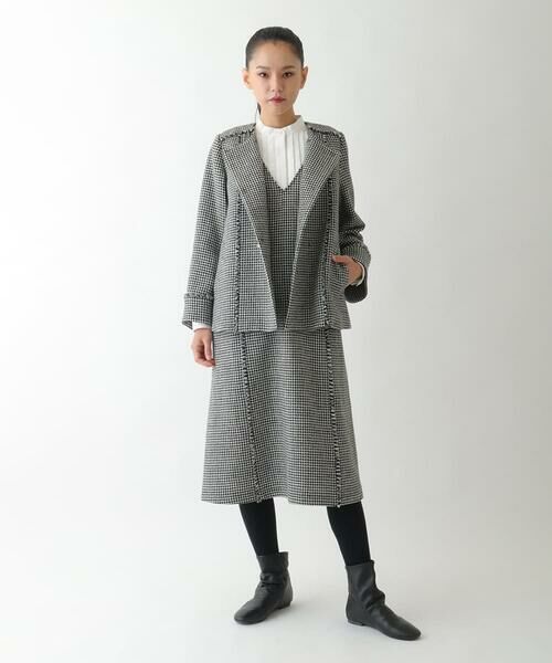 HIROKO BIS GRANDE / ヒロコビス グランデ ノーカラージャケット | 【大きいサイズ】千鳥チェックツイードジャケット | 詳細19