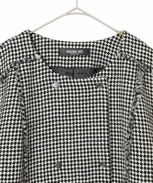 HIROKO BIS GRANDE / ヒロコビス グランデ ノーカラージャケット | 【大きいサイズ】千鳥チェックツイードジャケット | 詳細2