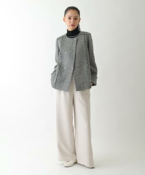 HIROKO BIS GRANDE / ヒロコビス グランデ ノーカラージャケット | 【大きいサイズ】千鳥チェックツイードジャケット | 詳細23