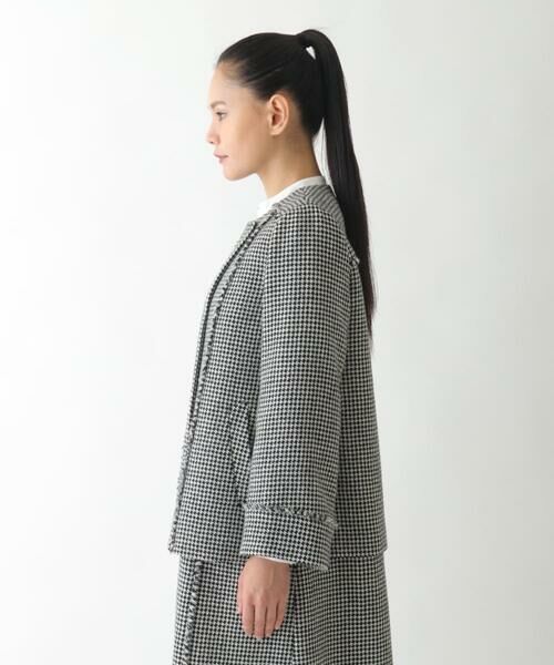HIROKO BIS GRANDE / ヒロコビス グランデ ノーカラージャケット | 【大きいサイズ】千鳥チェックツイードジャケット | 詳細9