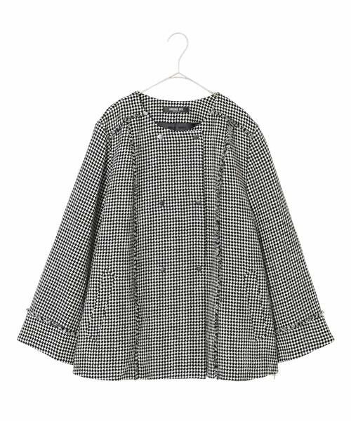 HIROKO BIS GRANDE/ヒロコビス グランデ 【大きいサイズ】千鳥チェックツイードジャケット ブラック 4L