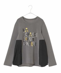 HIROKO BIS GRANDE / ヒロコビス グランデ カットソー | 【大きいサイズ】スパンコール刺繍ロゴプルオーバー /洗える