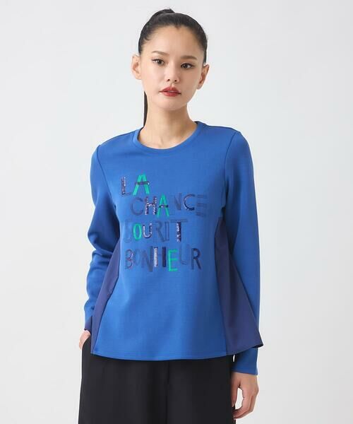 HIROKO BIS GRANDE / ヒロコビス グランデ カットソー | 【大きいサイズ】スパンコール刺繍ロゴプルオーバー /洗える | 詳細7