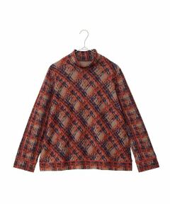 HIROKO BIS GRANDE / ヒロコビス グランデ カットソー | 【大きいサイズ】チェックパイルジャカードプルオーバー