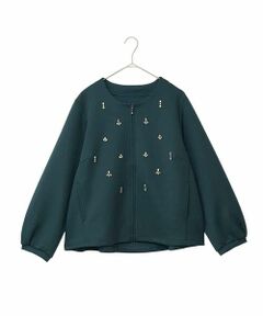 HIROKO BIS GRANDE / ヒロコビス グランデ カーディガン・ボレロ | 【大きいサイズ】ビジューエンブロイダリーカーディガン /洗える