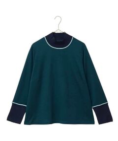 HIROKO BIS GRANDE / ヒロコビス グランデ カットソー | 【大きいサイズ】配色アクセントハイネックインナープルオーバー /洗える