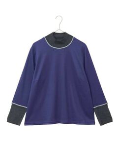 HIROKO BIS GRANDE / ヒロコビス グランデ カットソー | 【大きいサイズ】配色アクセントハイネックインナープルオーバー /洗える