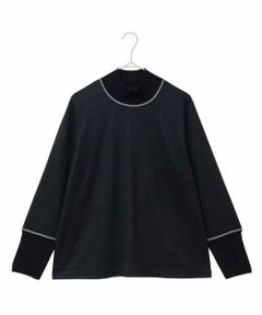 HIROKO BIS GRANDE / ヒロコビス グランデ カットソー | 【大きいサイズ】配色アクセントハイネックインナープルオーバー /洗える