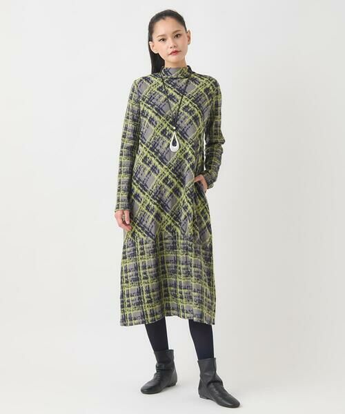 HIROKO BIS GRANDE / ヒロコビス グランデ ロング・マキシ丈ワンピース | 【大きいサイズ】チェックパイルジャカードワンピース | 詳細10