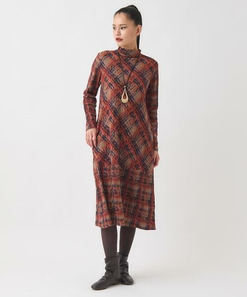 HIROKO BIS GRANDE / ヒロコビス グランデ ロング・マキシ丈ワンピース | 【大きいサイズ】チェックパイルジャカードワンピース | 詳細14
