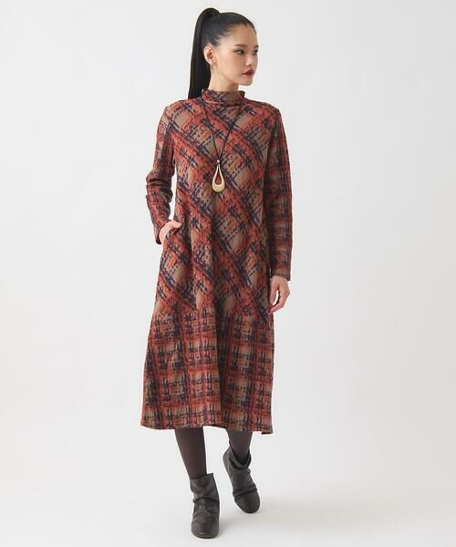 HIROKO BIS GRANDE / ヒロコビス グランデ ロング・マキシ丈ワンピース | 【大きいサイズ】チェックパイルジャカードワンピース | 詳細15