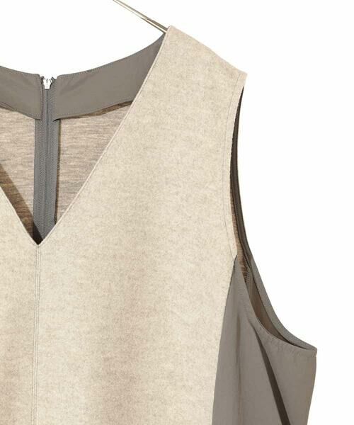 HIROKO BIS GRANDE / ヒロコビス グランデ ロング・マキシ丈スカート | 【大きいサイズ】異素材Vネックジャンパースカート /洗える | 詳細4