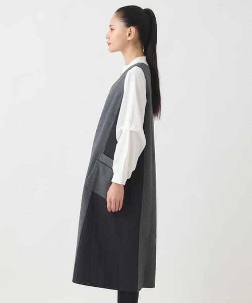 HIROKO BIS GRANDE / ヒロコビス グランデ ロング・マキシ丈スカート | 【大きいサイズ】異素材Vネックジャンパースカート /洗える | 詳細10