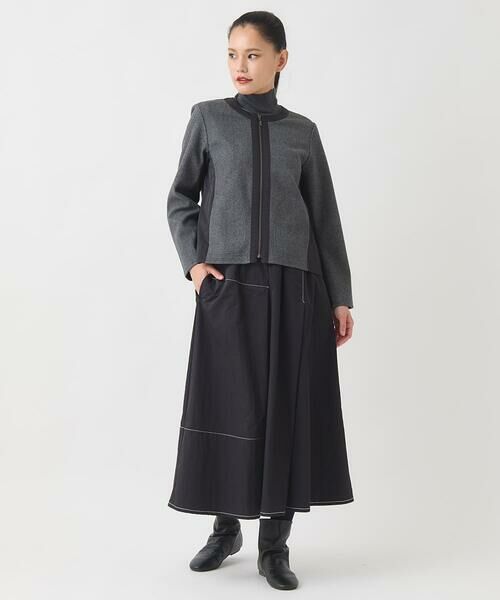 HIROKO BIS GRANDE / ヒロコビス グランデ ノーカラージャケット | 【大きいサイズ】異素材ノーカラージャケット /洗える | 詳細13