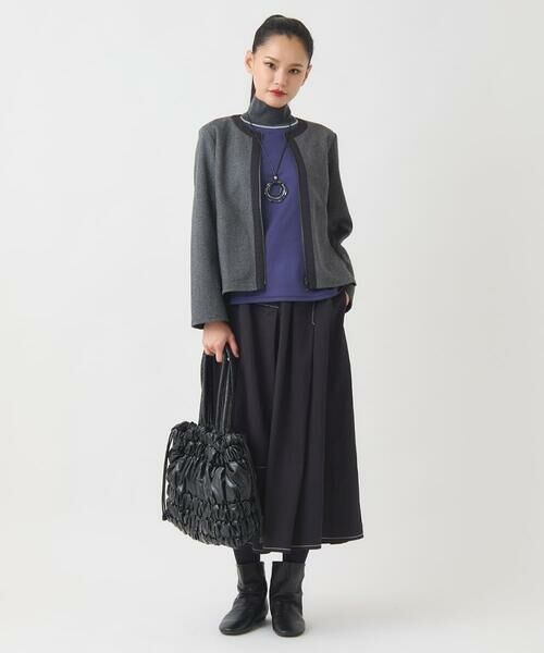 HIROKO BIS GRANDE / ヒロコビス グランデ ノーカラージャケット | 【大きいサイズ】異素材ノーカラージャケット /洗える | 詳細14