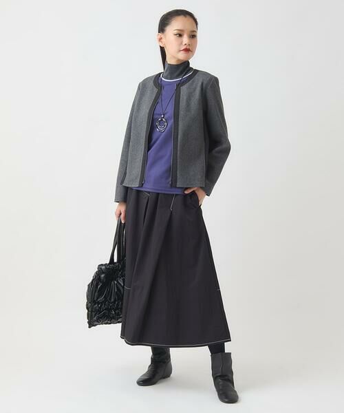 HIROKO BIS GRANDE / ヒロコビス グランデ ノーカラージャケット | 【大きいサイズ】異素材ノーカラージャケット /洗える | 詳細15