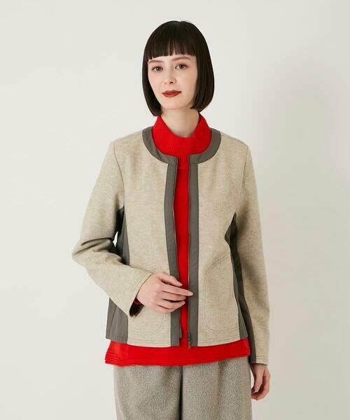 HIROKO BIS GRANDE / ヒロコビス グランデ ノーカラージャケット | 【大きいサイズ】異素材ノーカラージャケット /洗える | 詳細16