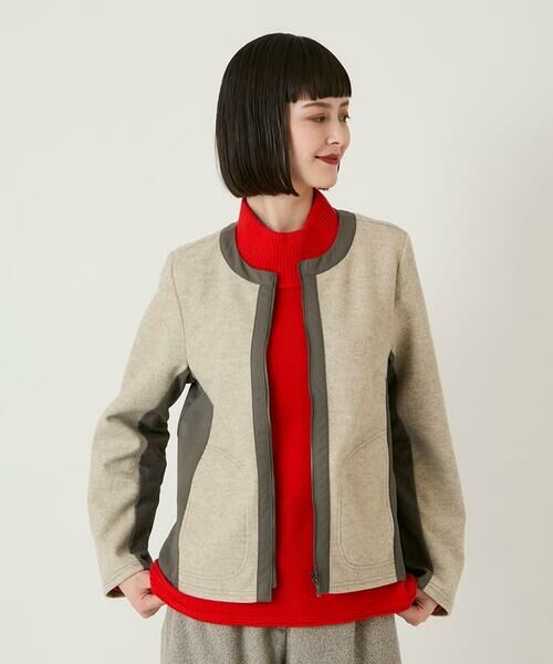 HIROKO BIS GRANDE / ヒロコビス グランデ ノーカラージャケット | 【大きいサイズ】異素材ノーカラージャケット /洗える | 詳細17