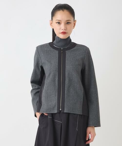 HIROKO BIS GRANDE / ヒロコビス グランデ ノーカラージャケット | 【大きいサイズ】異素材ノーカラージャケット /洗える | 詳細7