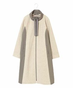 HIROKO BIS GRANDE / ヒロコビス グランデ その他アウター | 【大きいサイズ】異素材スタンドカラーロングコート /洗える