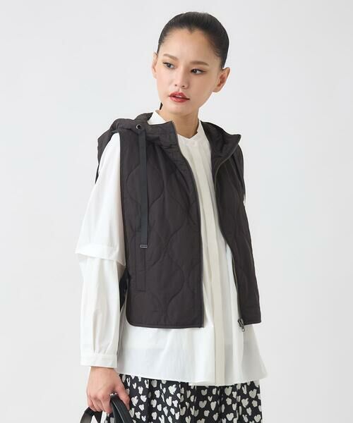 HIROKO BIS GRANDE / ヒロコビス グランデ ベスト | 【大きいサイズ】キルティングフーディージレ /洗える | 詳細8