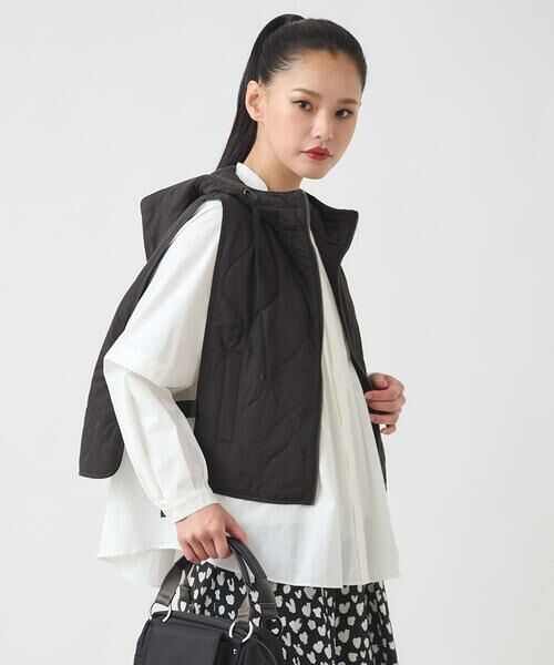 HIROKO BIS GRANDE / ヒロコビス グランデ ベスト | 【大きいサイズ】キルティングフーディージレ /洗える | 詳細9